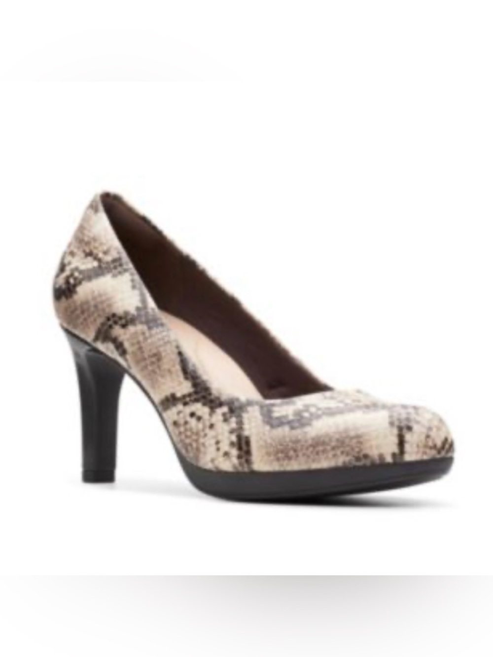 NWOT Clarks Collection ‘Adriel Viola’ Snake-Print Pump in Neutral Tones